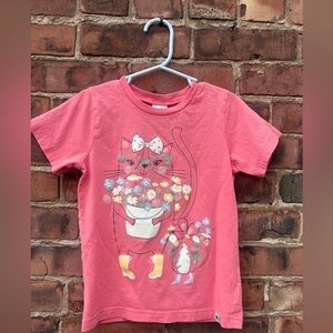Polarn o.pyret tshirt organic cotton pink with cat size 4-5